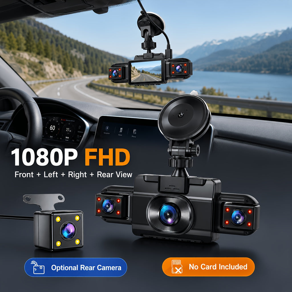 multi angle dash cam four lenses front rear   1080p