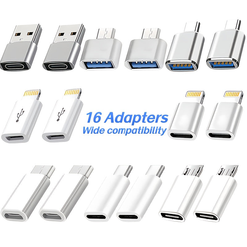 16pcs usb c usb adapter set usb type c female usb adapter