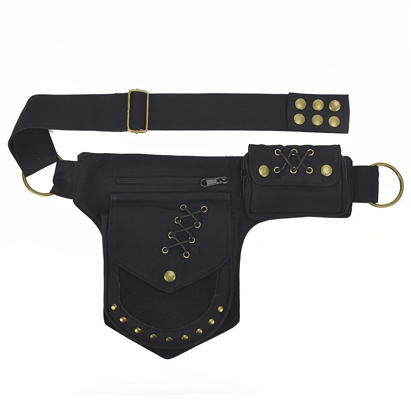 fashionable retro studded outdoor casual waist bag women