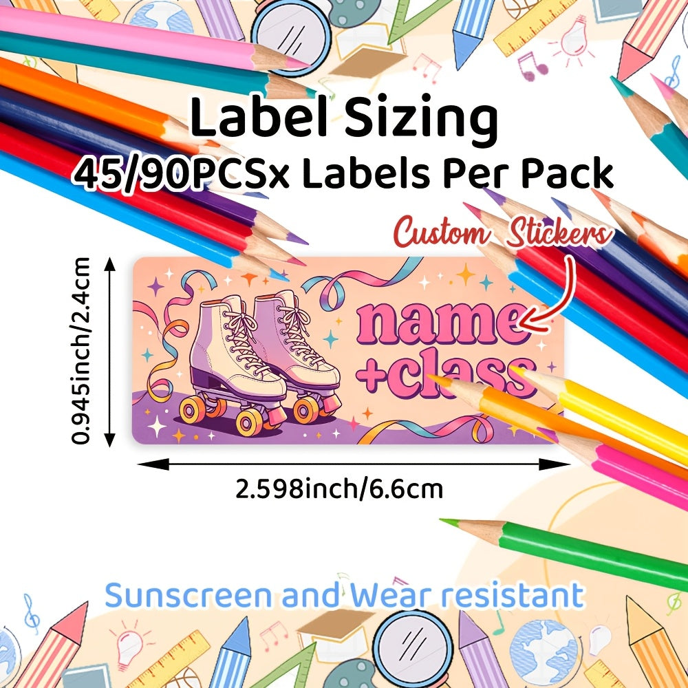 45 90pcs personalized custom stationery label stickers retro