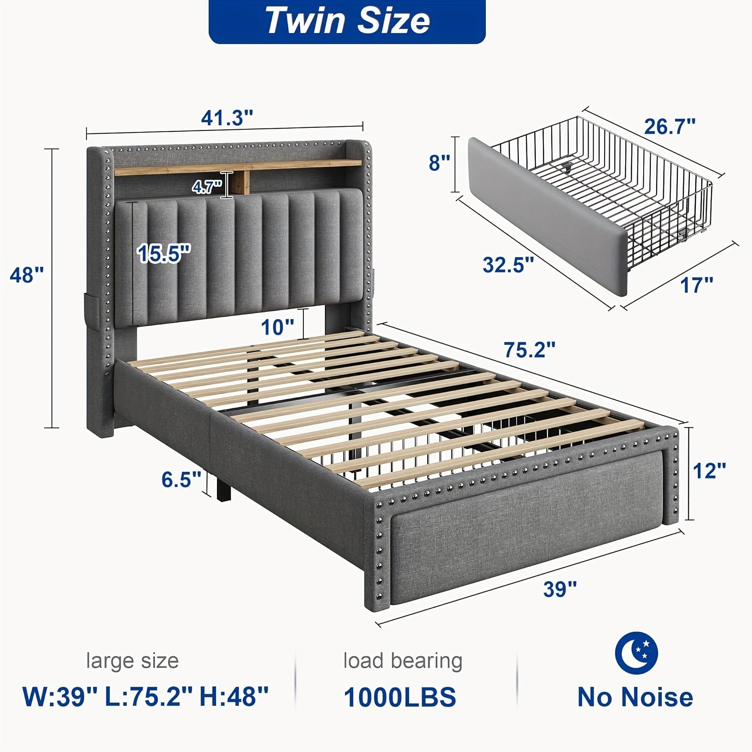 king size upholstered bed frame storage 2 tier headboard 2