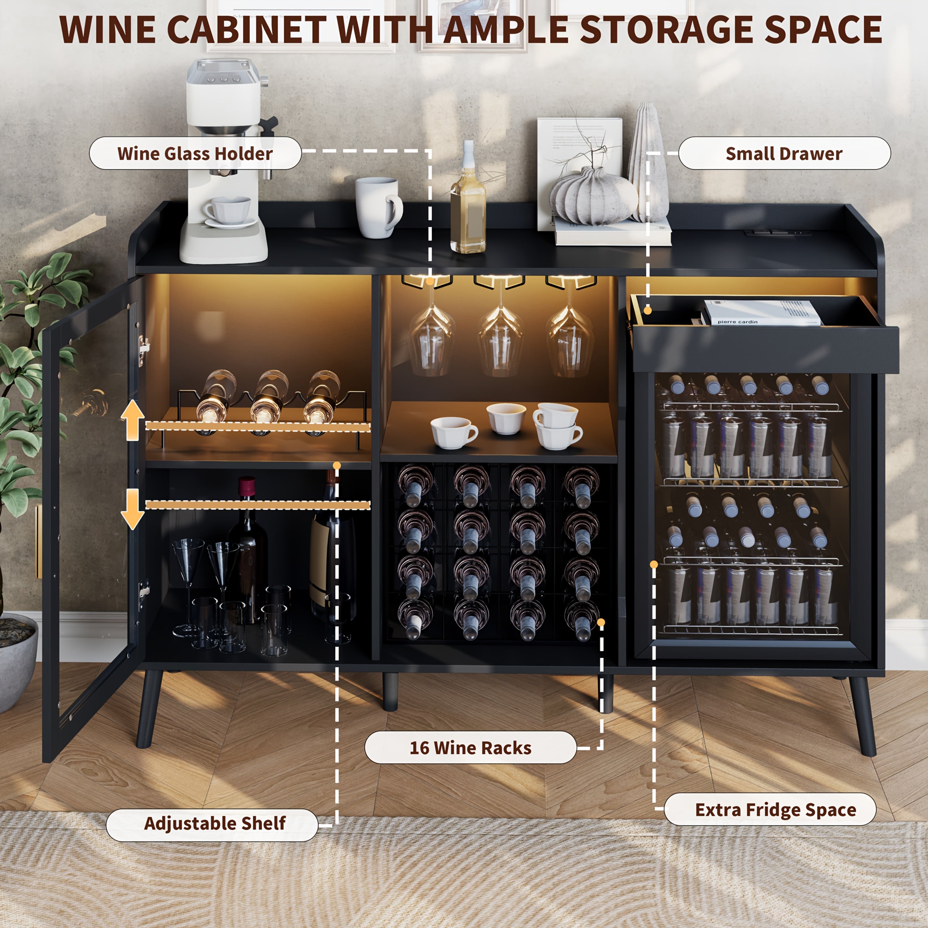 coffee bar cabinet fridge   wine cabinet charge