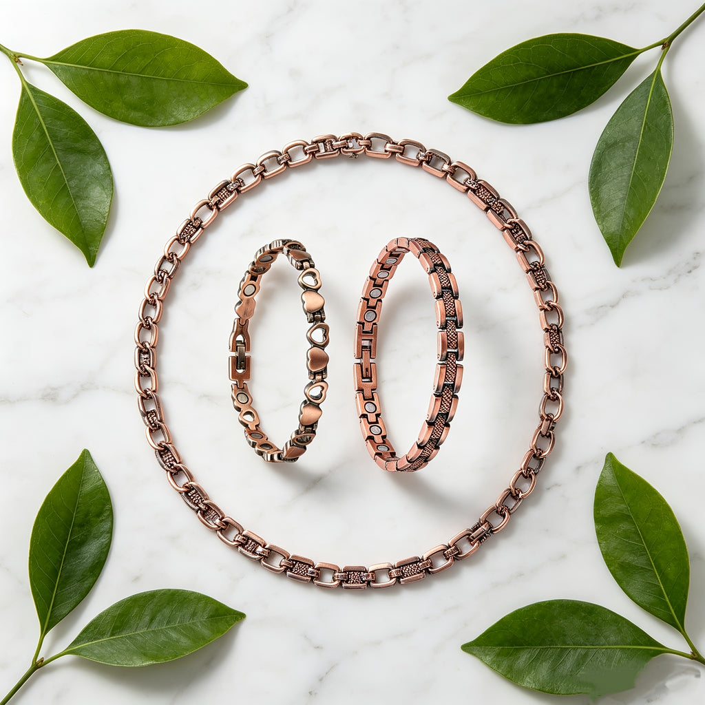 2pcs set womens copper magnetic anklets   a free size