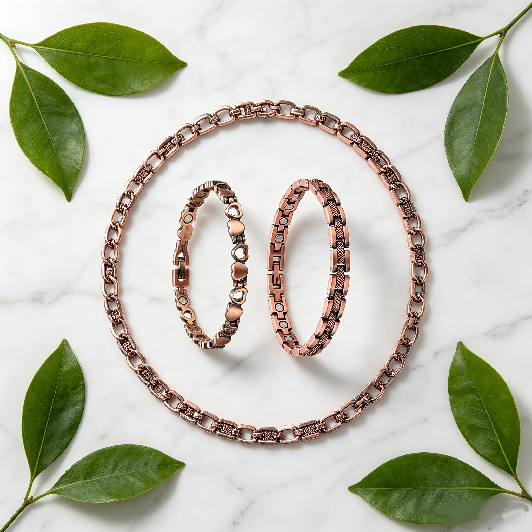2pcs set womens copper magnetic anklets   a free size