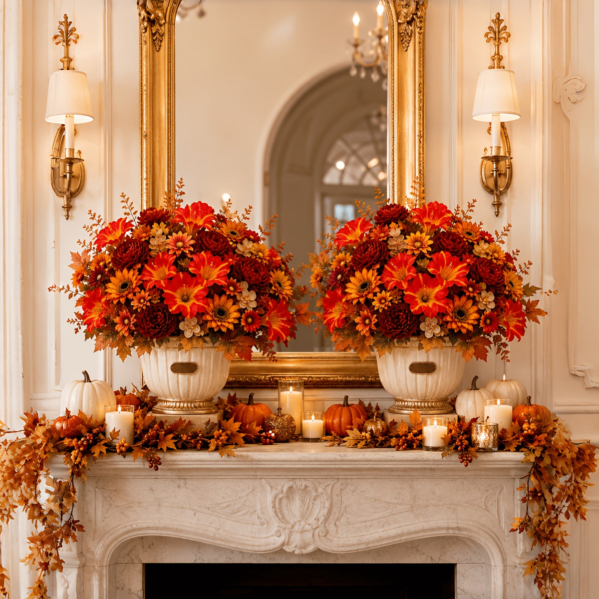 6 bunches outdoor artificial autumn flowers holiday