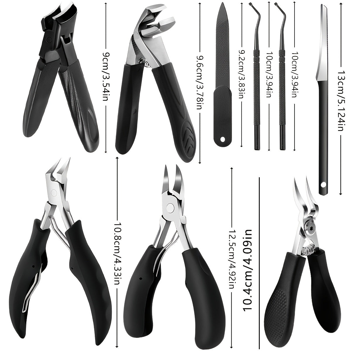 9pcs long handle heavy duty nail clipper set sharp curved