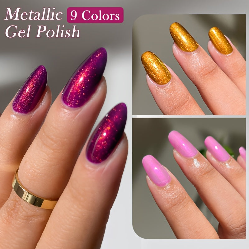 7ml 9pcs metallic gel polish nail polish soak led