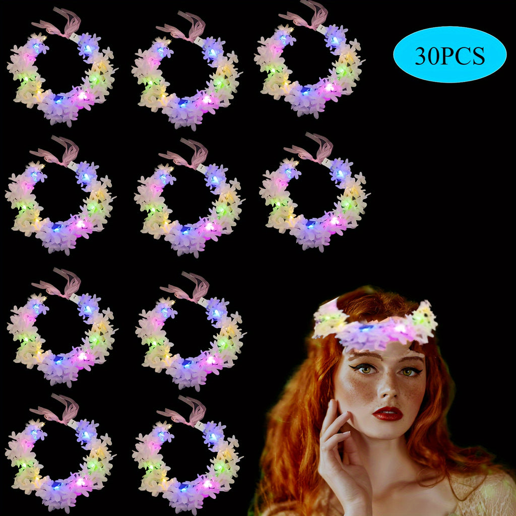 30 glowing led womens headbands lilac flower decorations