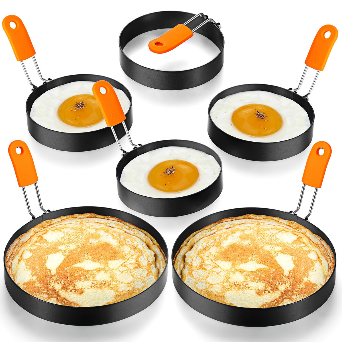6pcs professional egg ring pancake ring set stainless steel