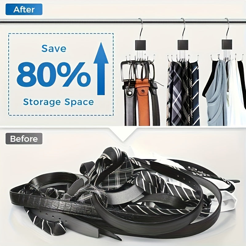 multi functional large capacity belt hanger rotating wooden
