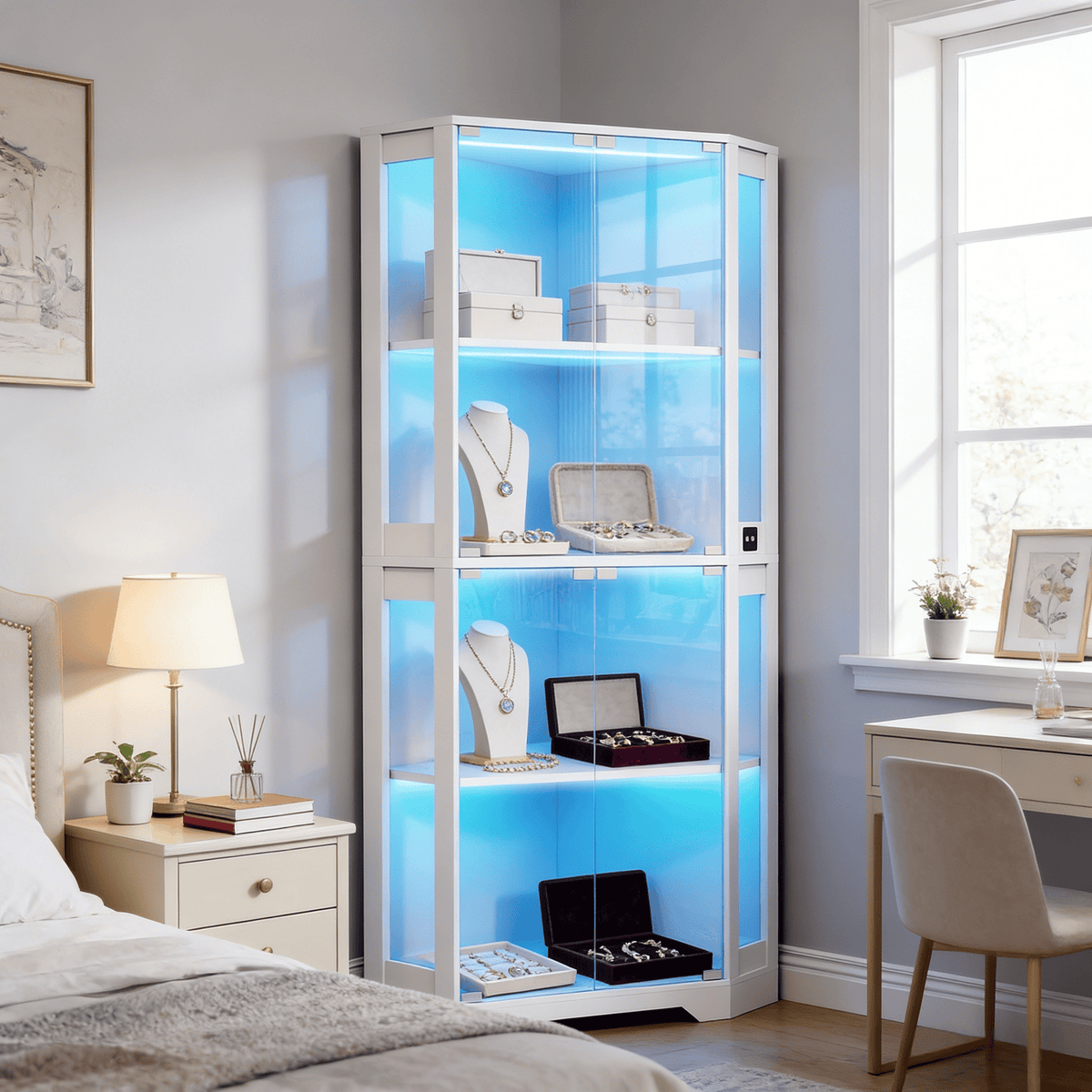 1pc corner glass display cabinet   showcase