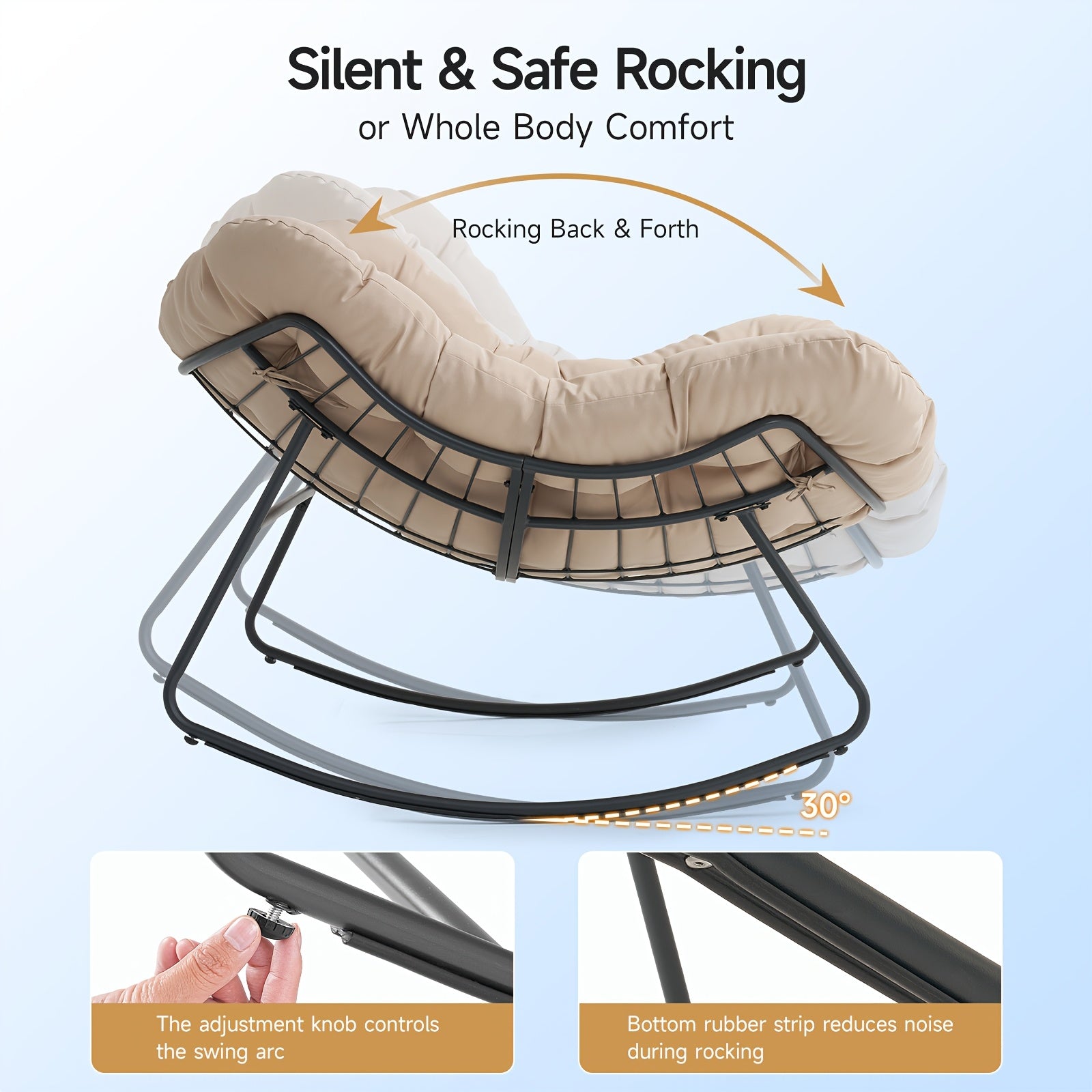 outdoor papasan rocking chair 450 lbs oversized comfy patio
