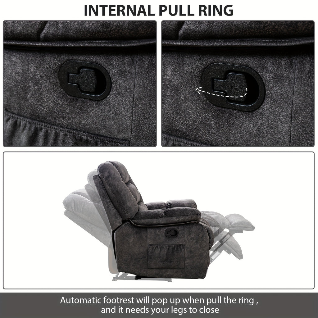 oversized manual recliner chair massage heat soft fabric