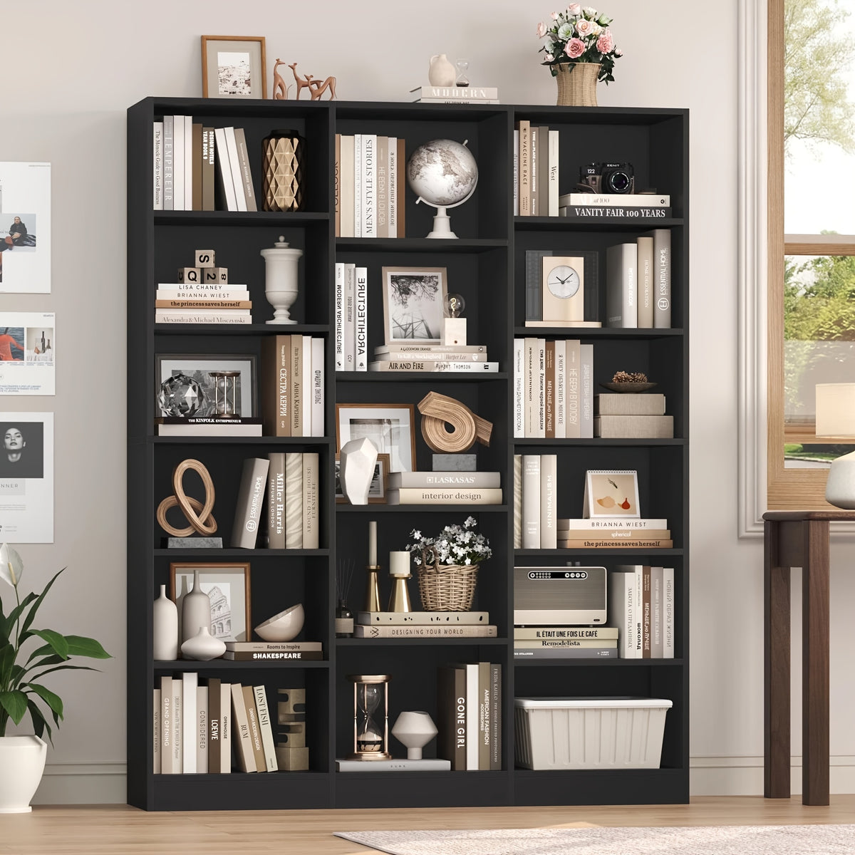 fultru triple wide bookshelf 6 tier large bookshelf bookcase