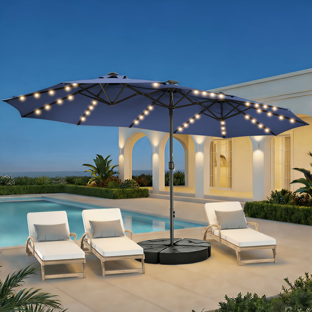 15ft outdoor double sided patio umbrella   solar led