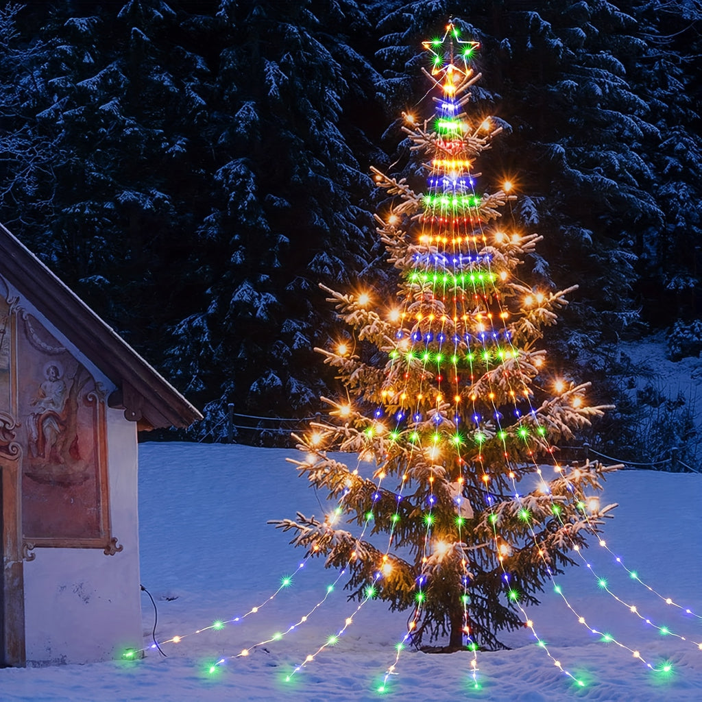 11 48   colorful christmas outdoor waterfall star shaped