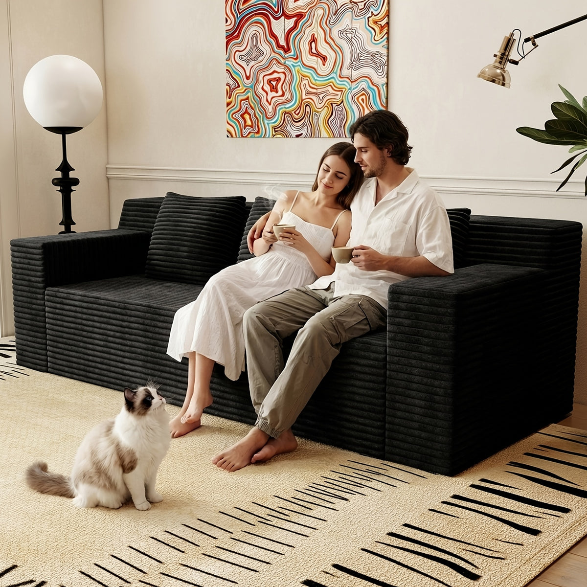 71 inch modern   no wooden frame living room sofa