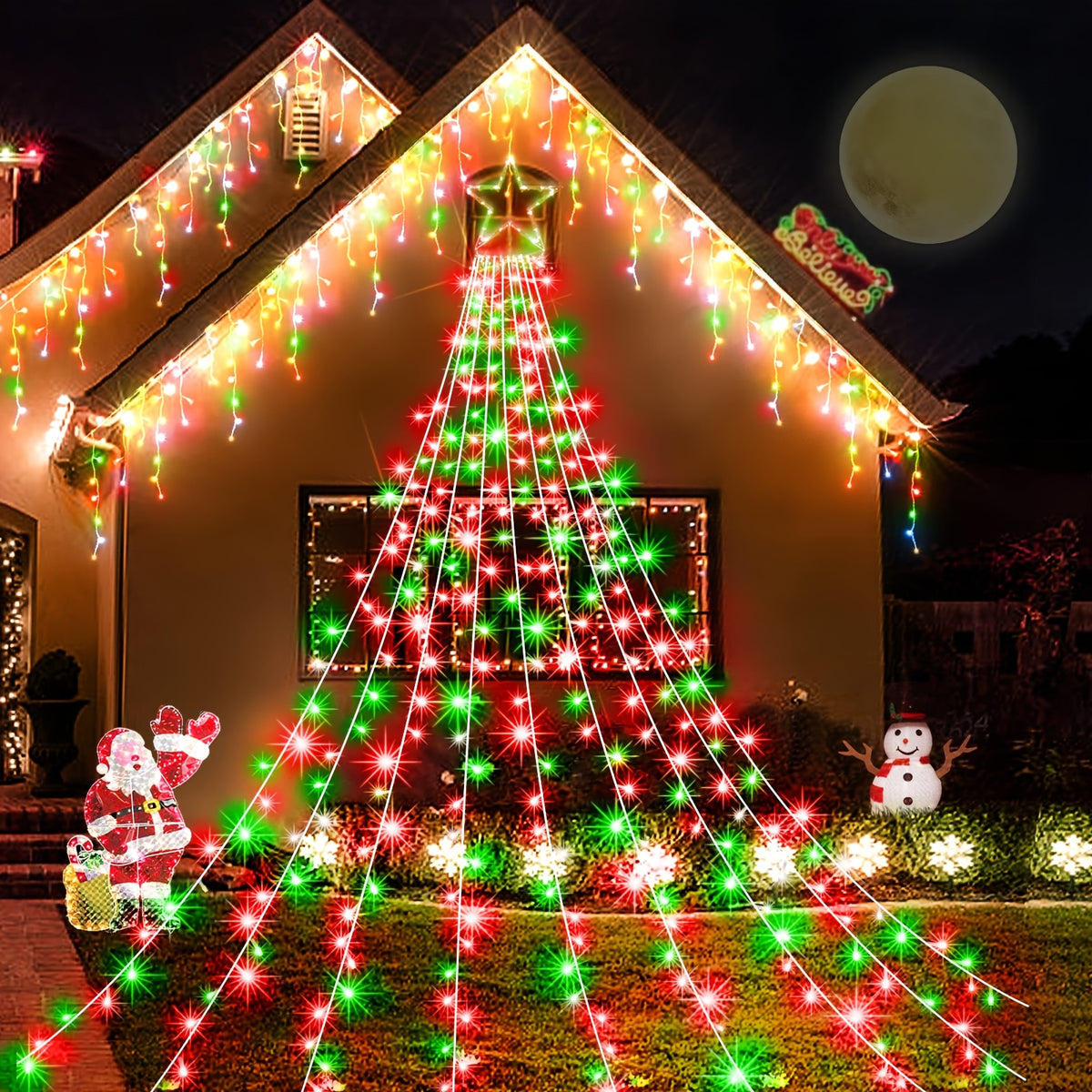 11 48   colorful christmas outdoor waterfall star shaped