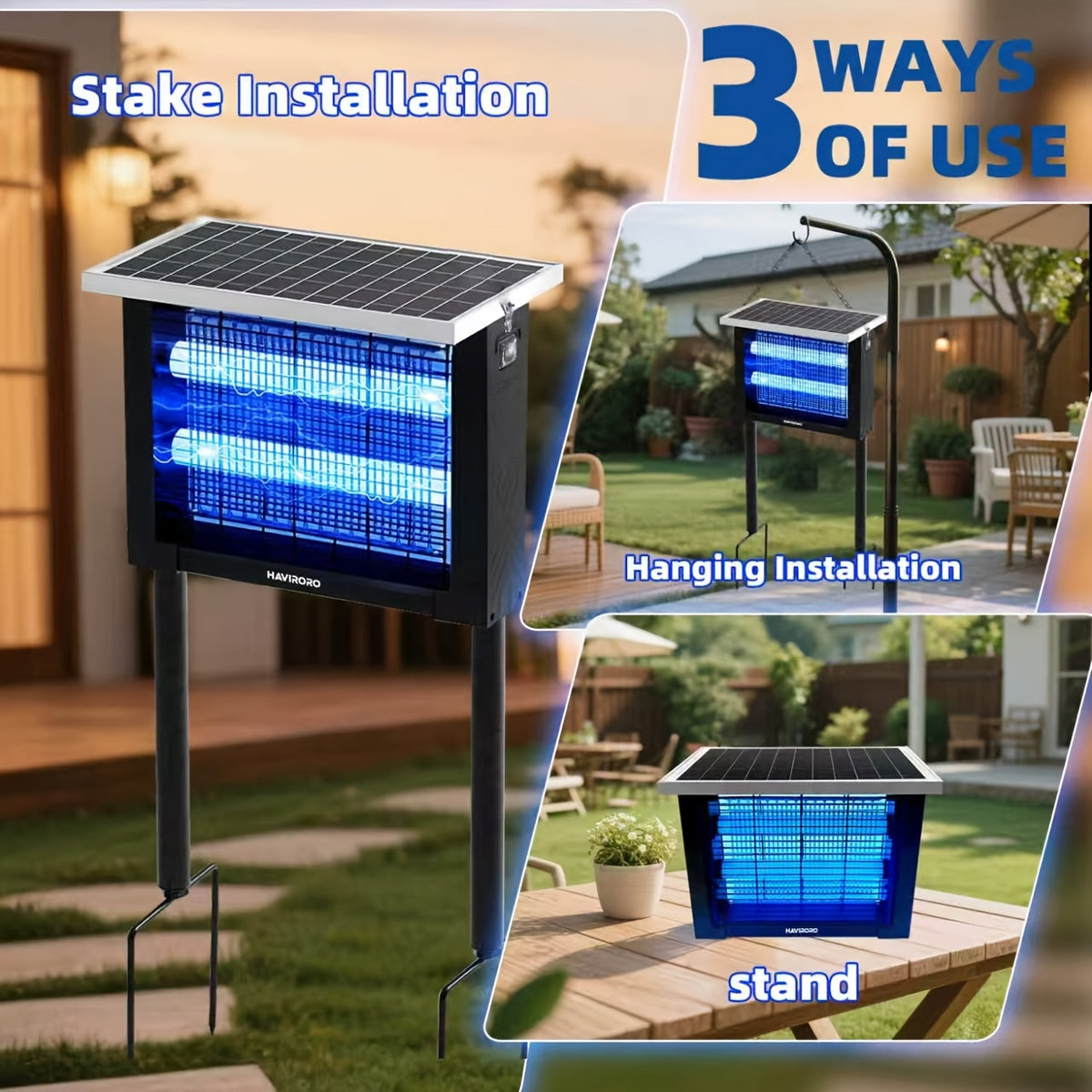 solar powered outdoor insect killer 4500v electric shock