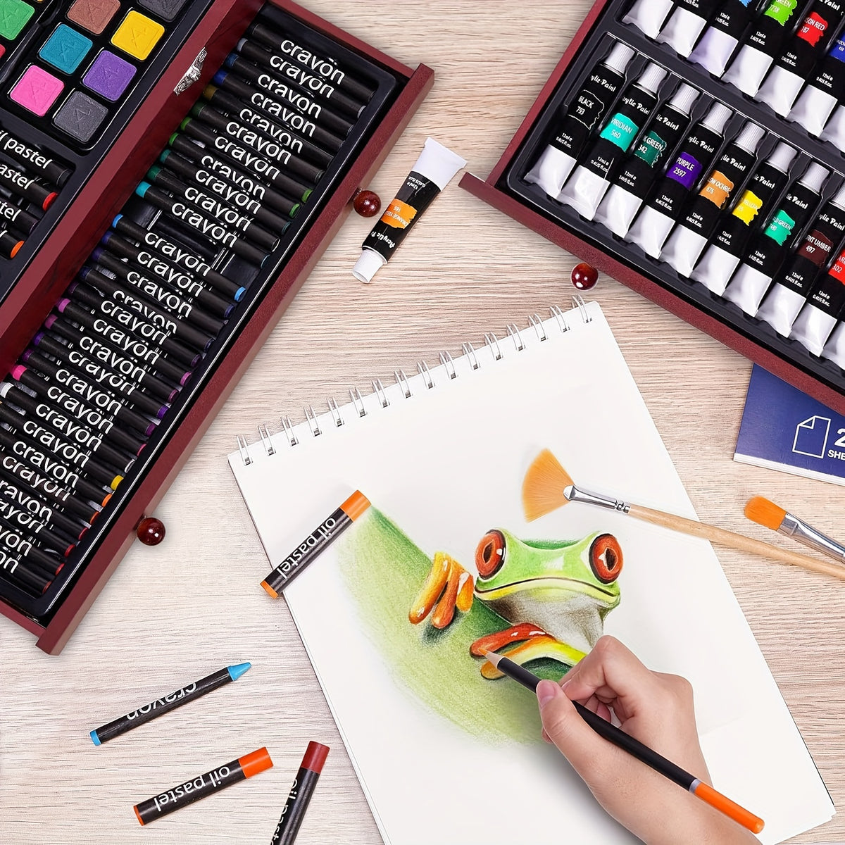 175pcs   set 2 drawing pads crayons acrylic paints
