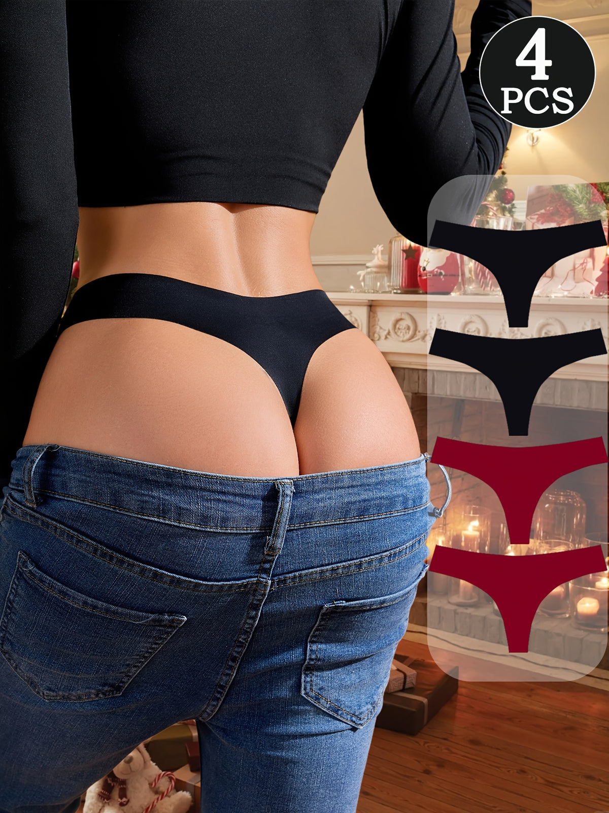 4 pack   v string   drop waist design comfortable