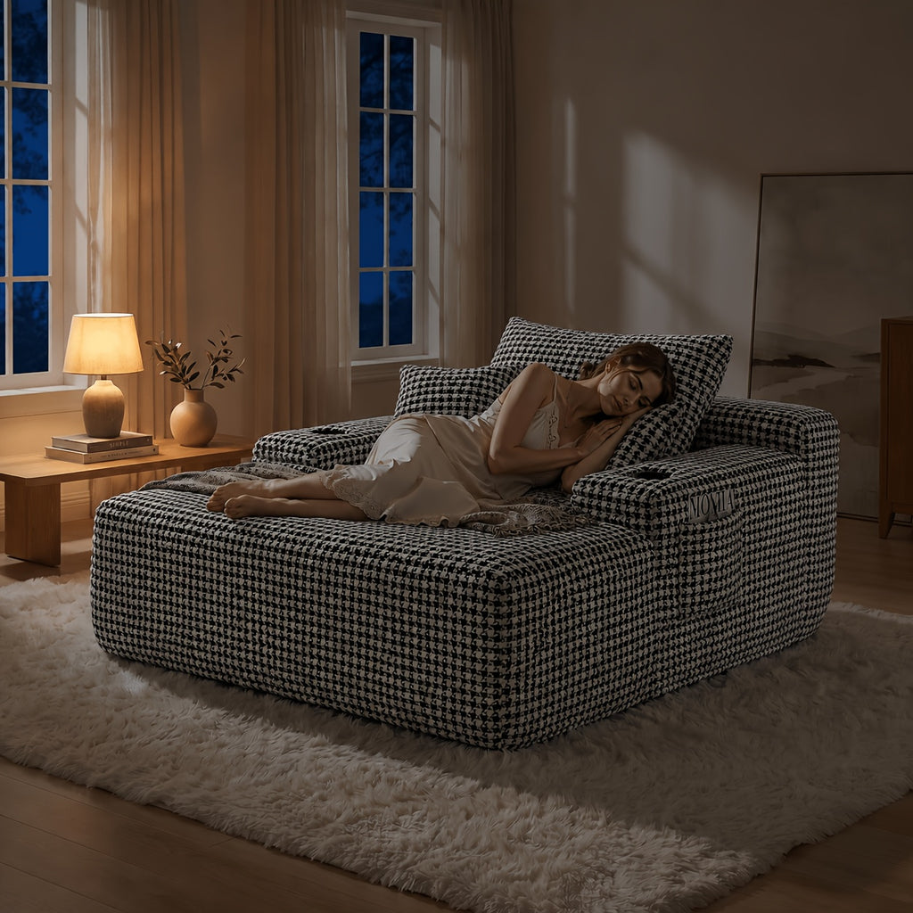 extra large boneless sofa chaise lounge cup holder side