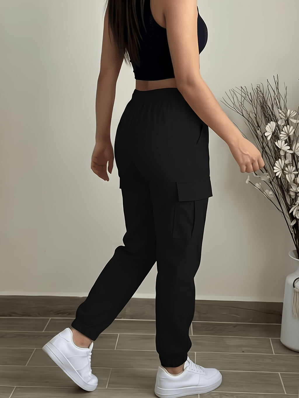 womens pocket drawstring cargo pants summer sports long