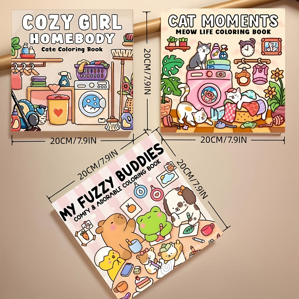 a 3pcs set relaxing stress relieving coloring books