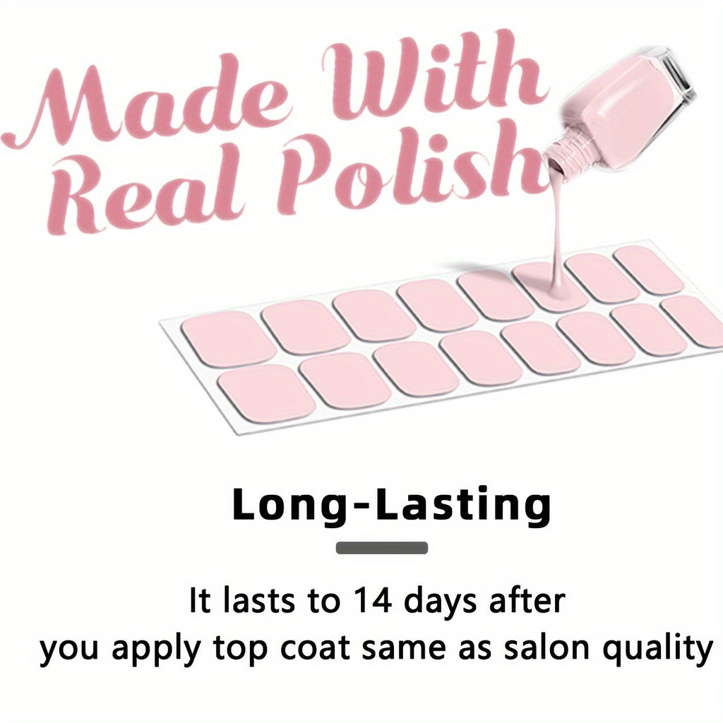 8 sheets nail full wraps nail polish strips pink nail