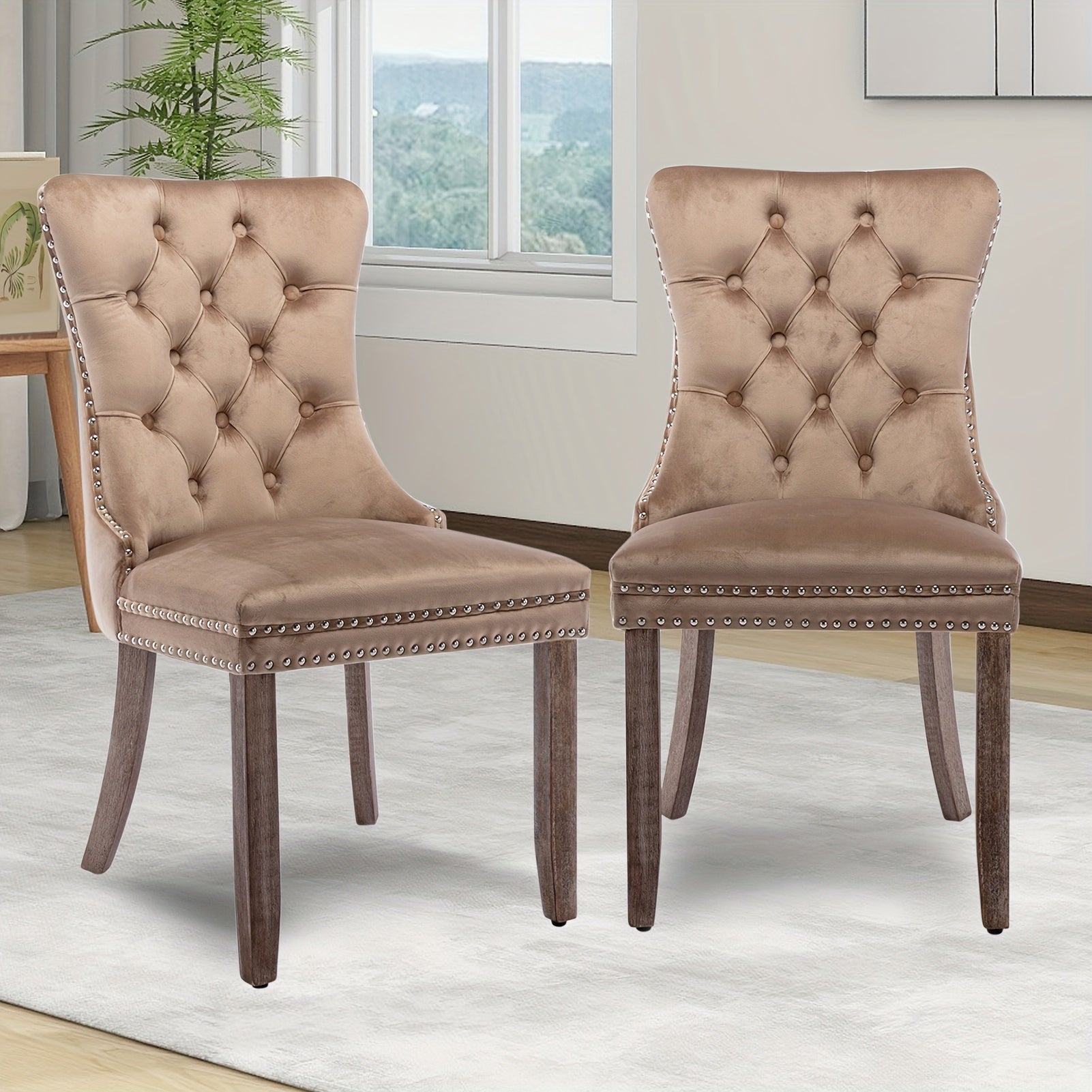 velvet upholstered dining chairs set 2 wingback dining room