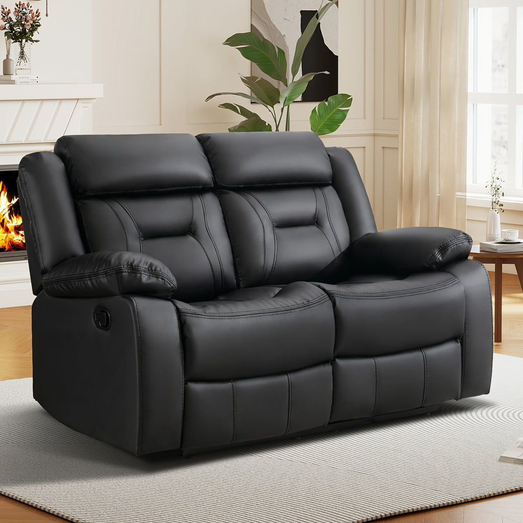 faux leather manual recliner set 3 seat sofa loveseat
