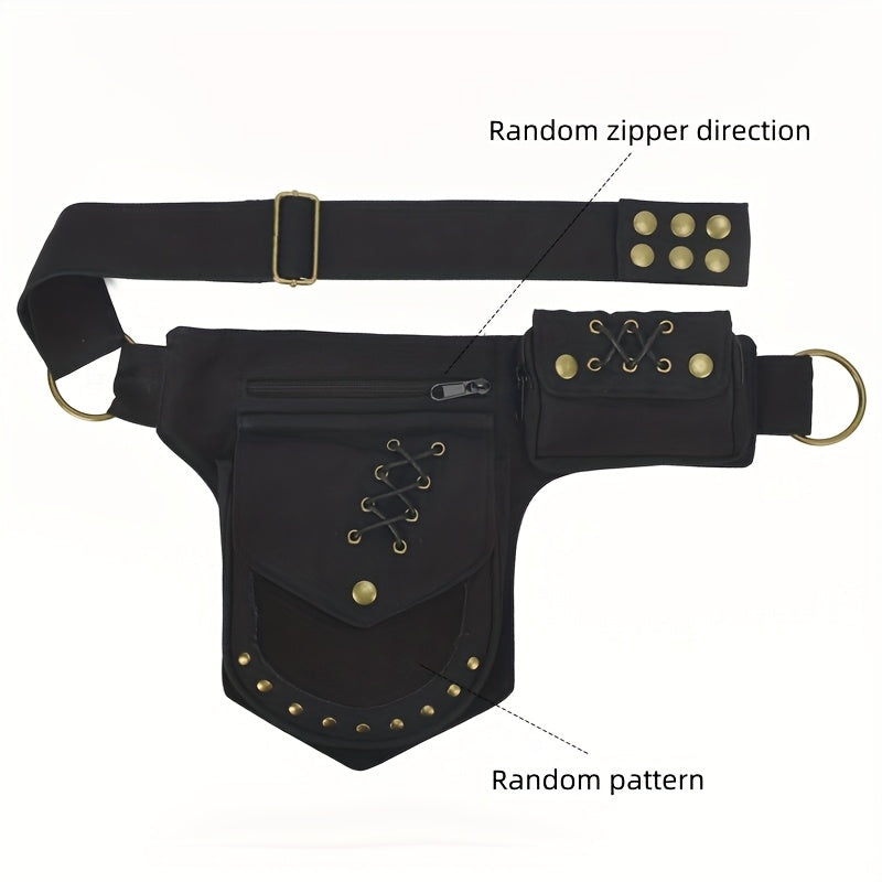 fashionable retro studded outdoor casual waist bag women