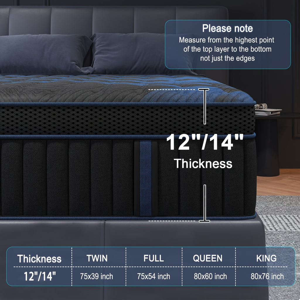 12 14 inch gel memory foam mattress