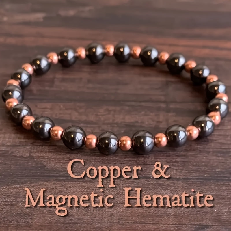 bracelet 4mm 8mm handmade natural hematite copper beads