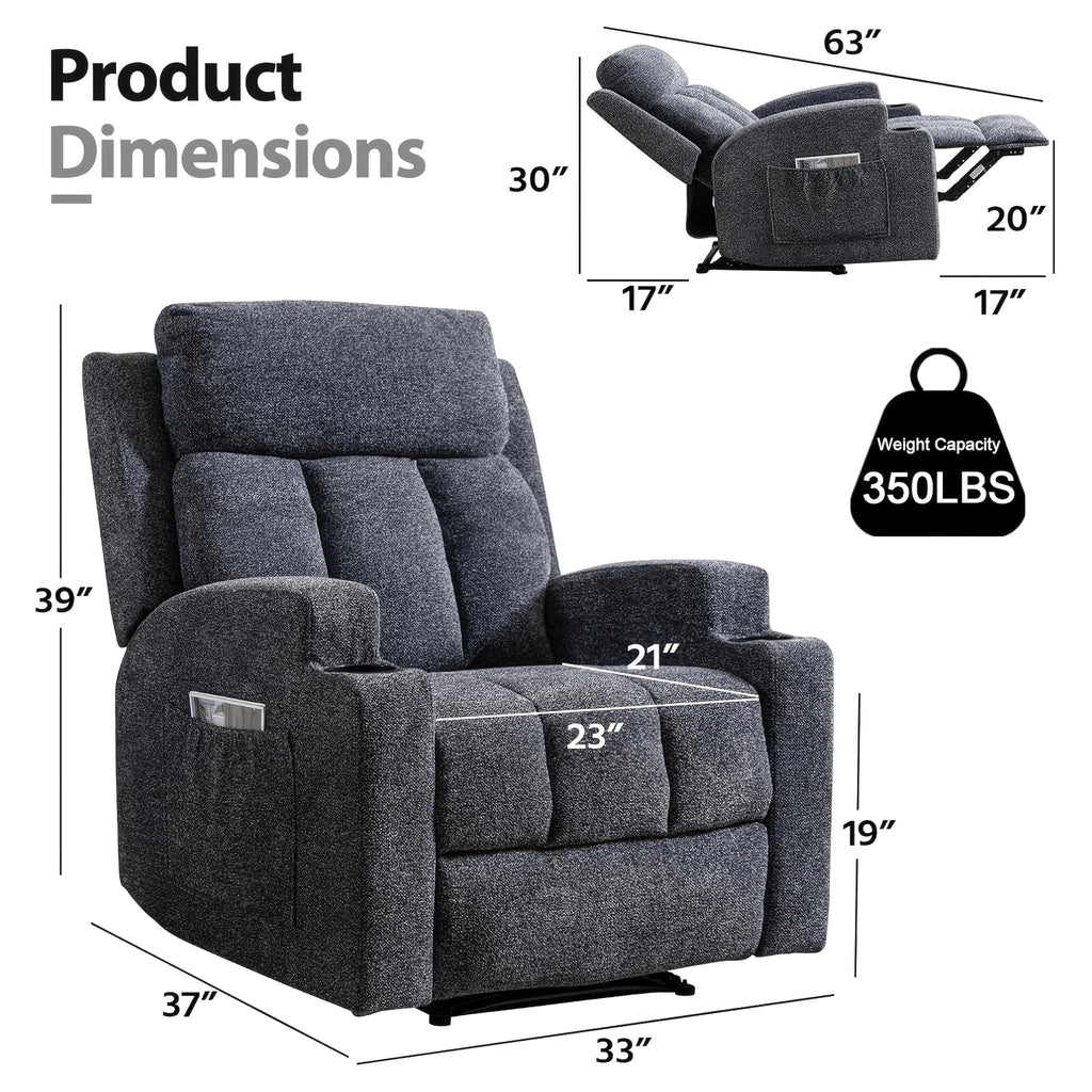 manual recliner chair massage heat ergonomic