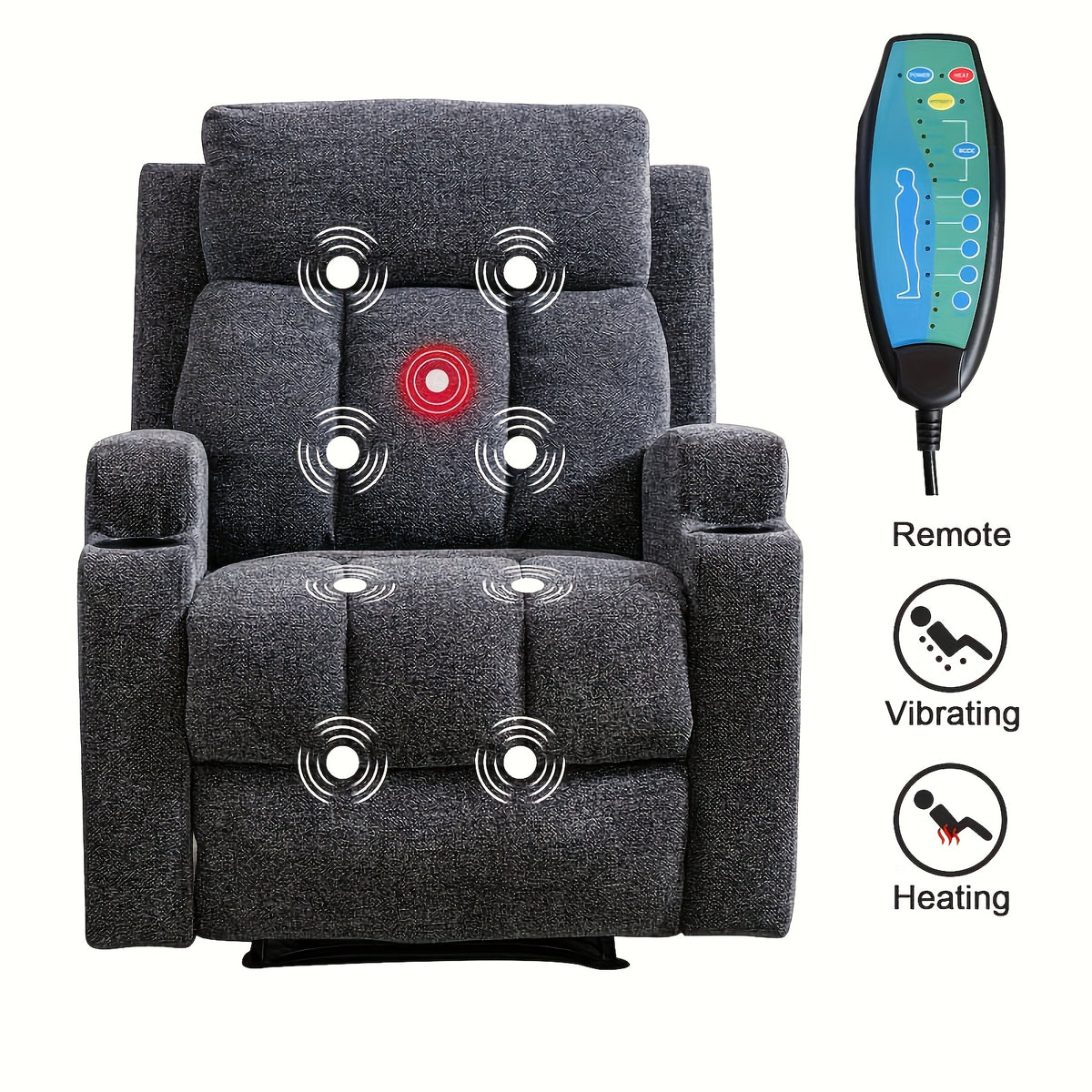 manual recliner chair massage heat ergonomic