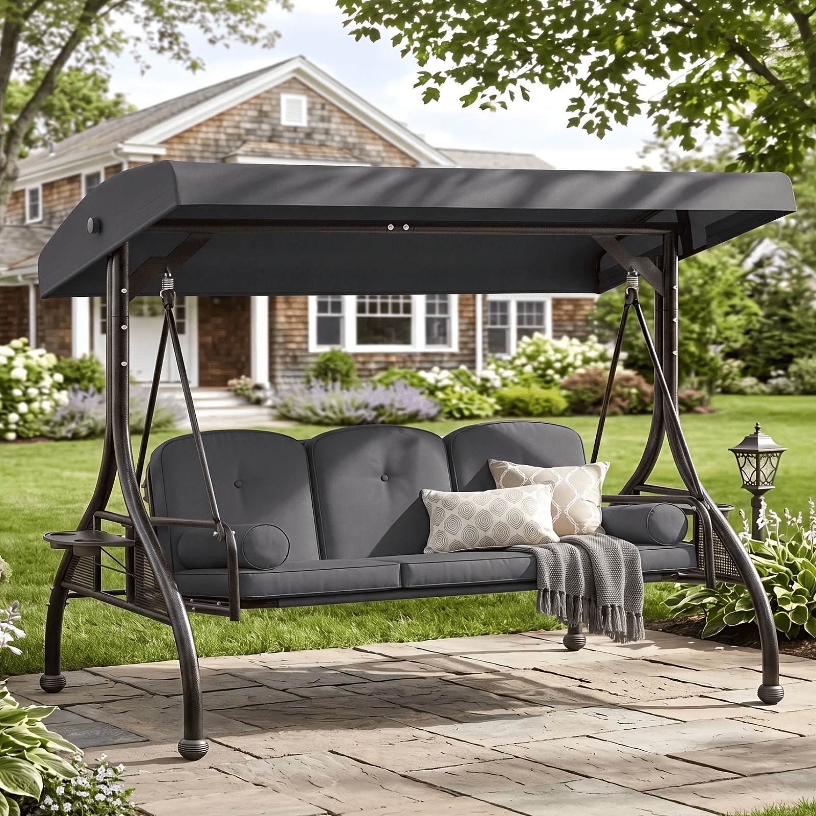 3 person patio porch swing outdoor   swing glider