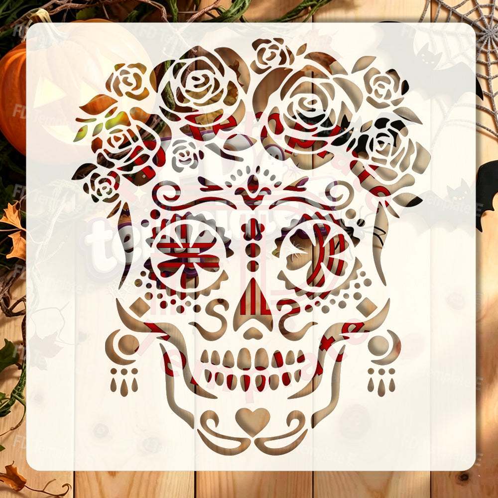 1pc reusable   skull template dia de los muertos