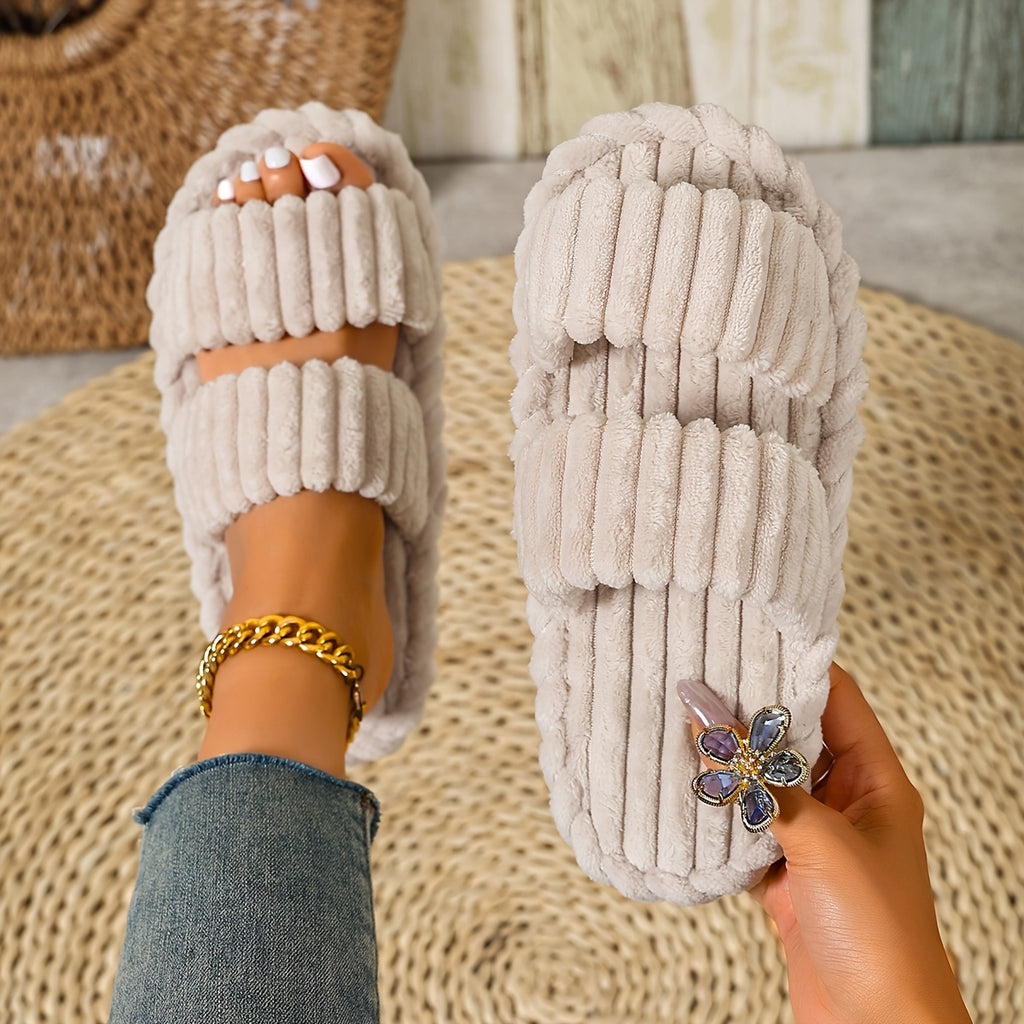 winter 2026 womens plush slippers corduroy home