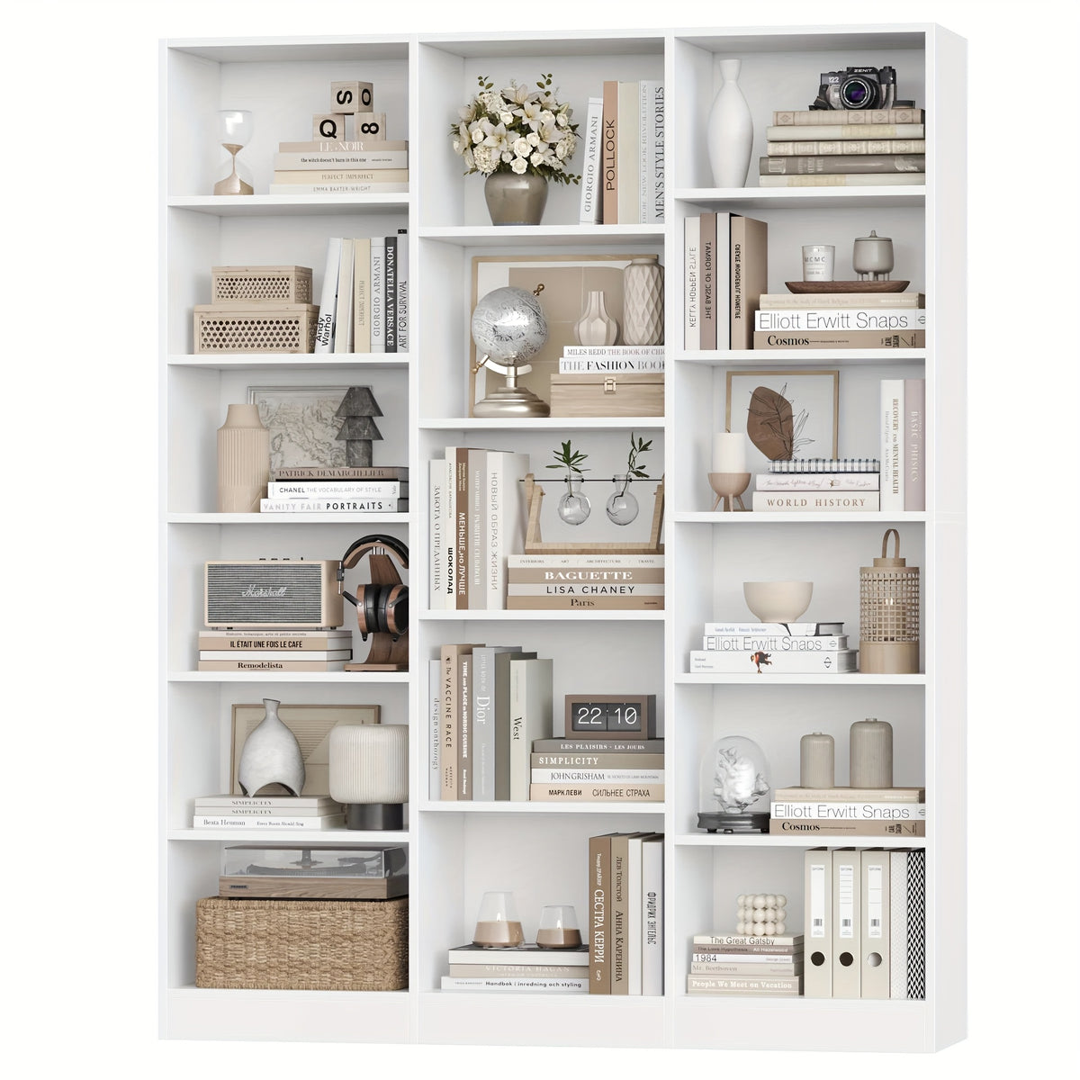 fultru triple wide bookshelf 6 tier large bookshelf bookcase