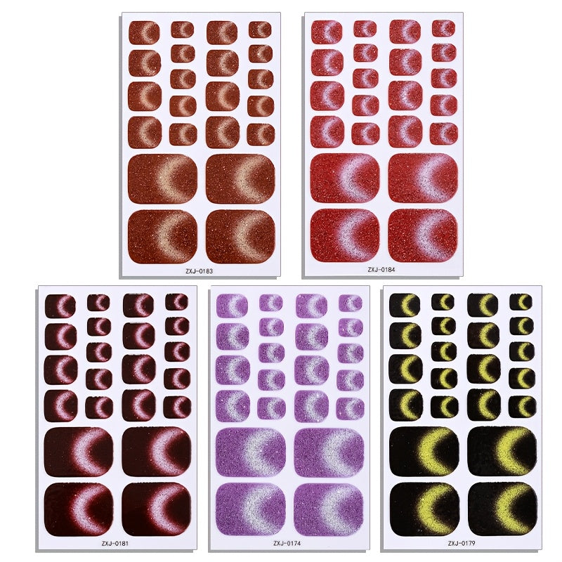5 sheets full toe nail wraps summer colorful gradient moon