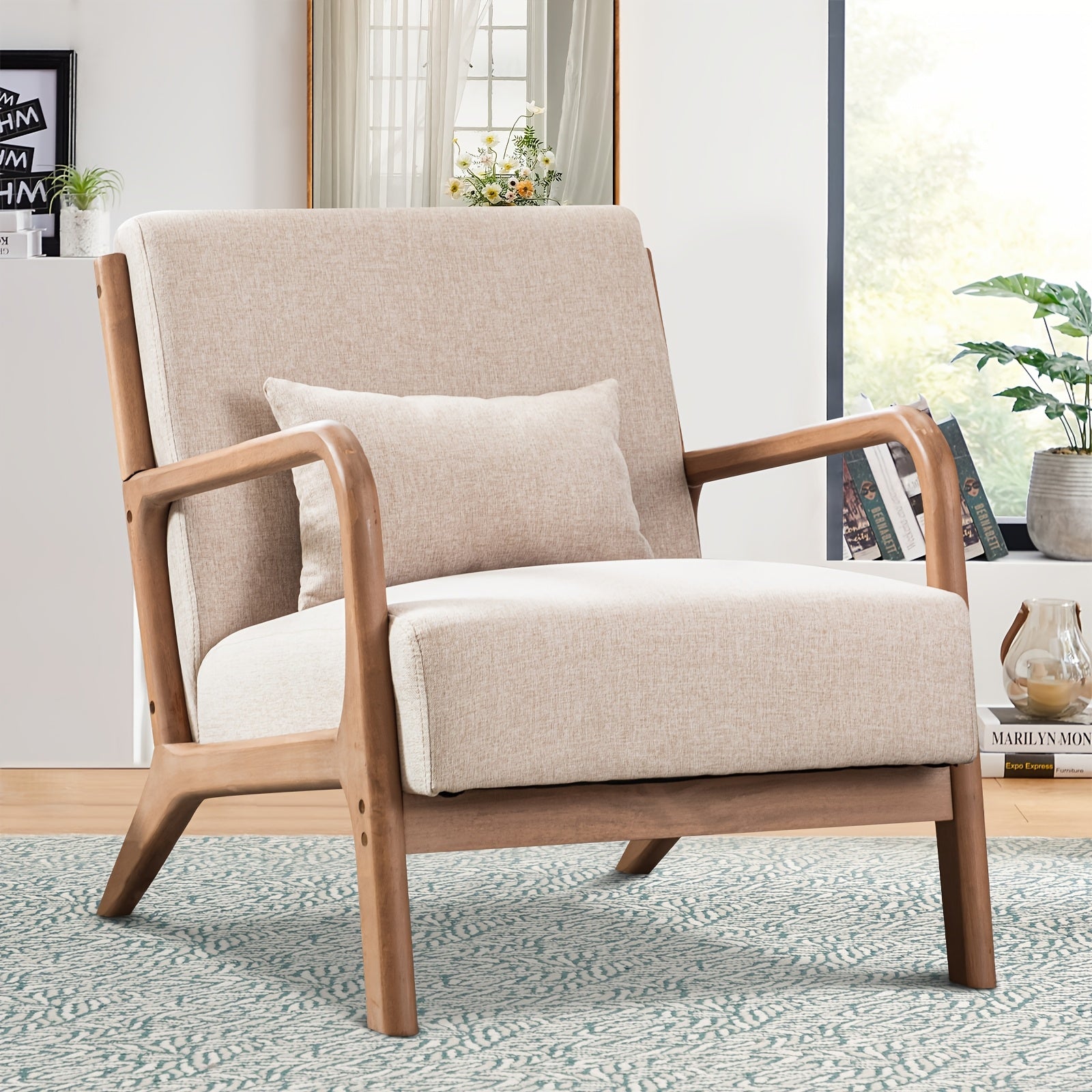 century modern accent chair linen fabric upholstered