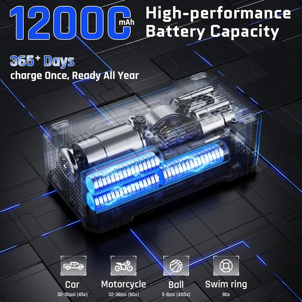 12000mah heavy duty tire inflator portable air compressor