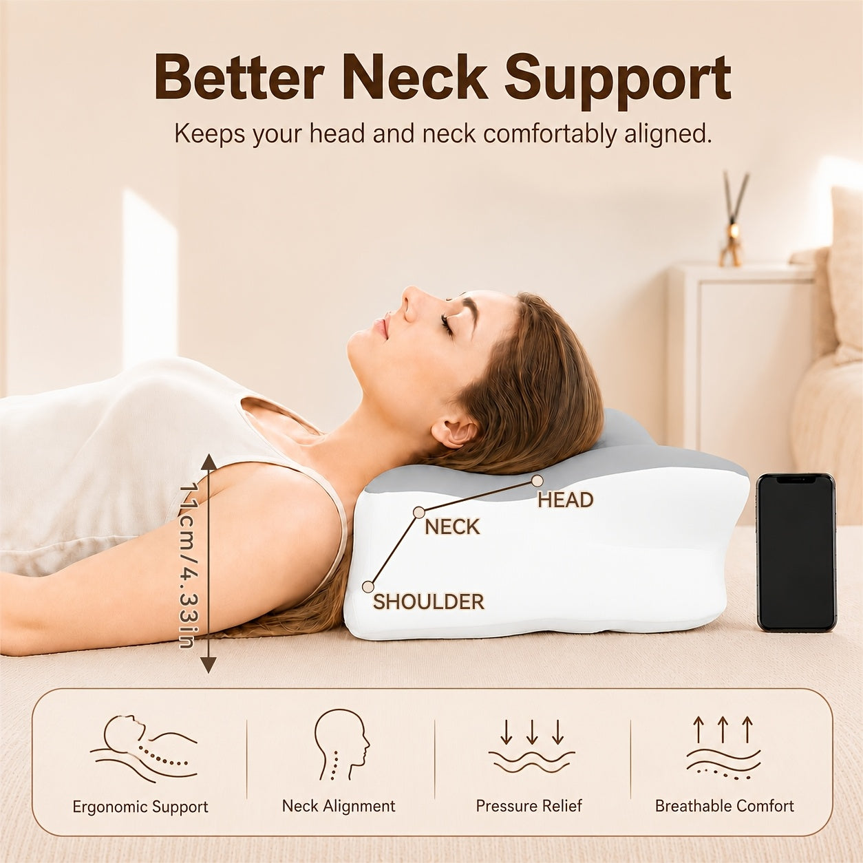 wkeff almohada cervical para cuello pillows sleeping