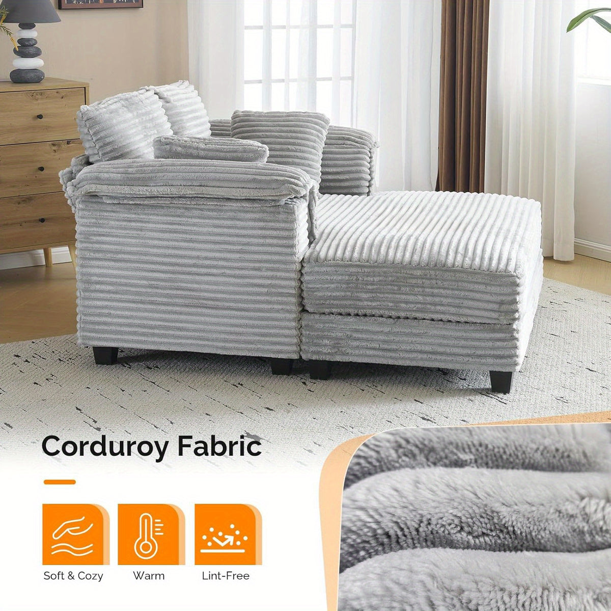 lounge sofa 56 oversized reading sofa corduroy chaise