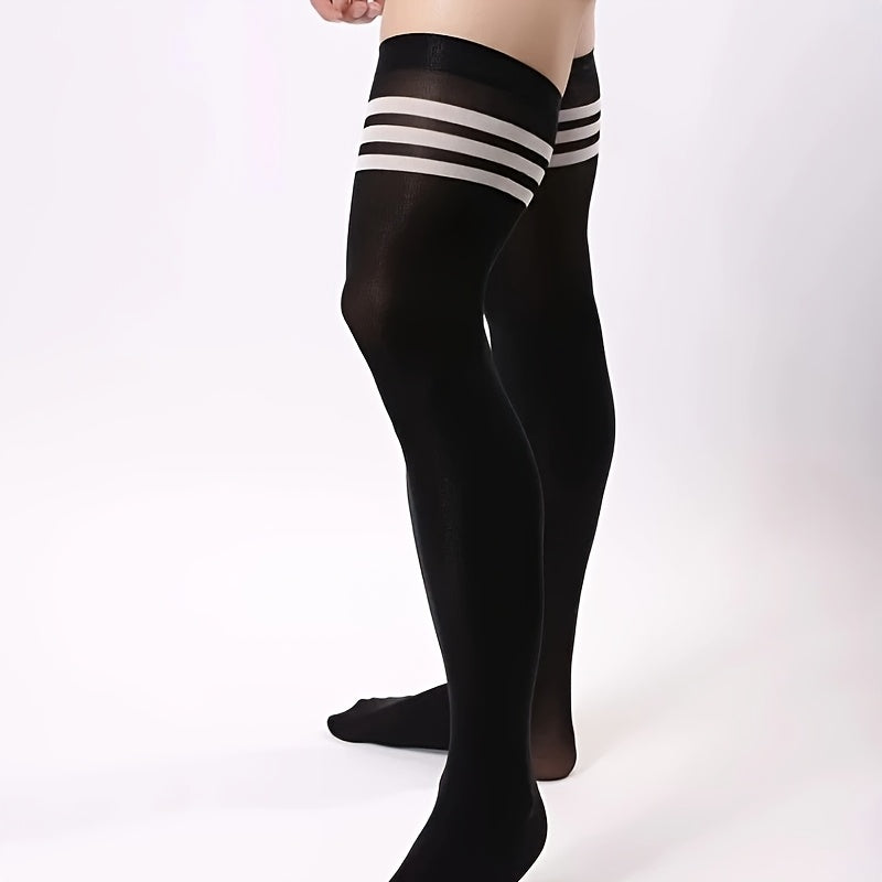 mens velvet striped knee socks   xl football