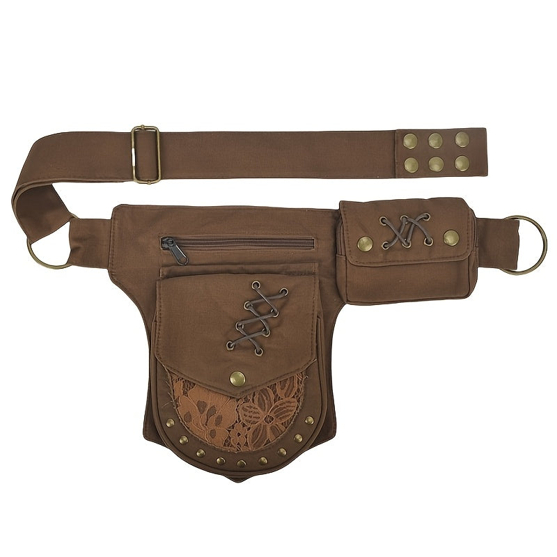 fashionable retro studded outdoor casual waist bag women