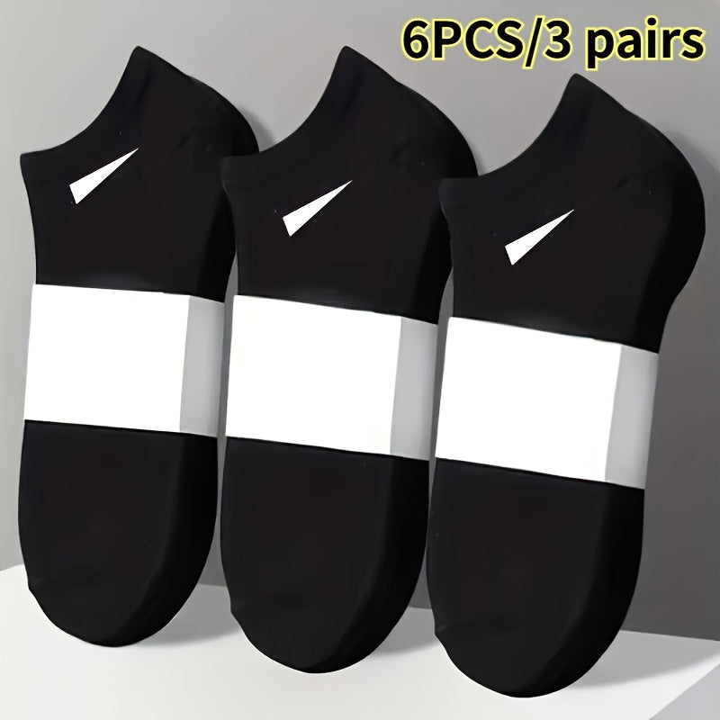 6pcs 3pairs mens heavy duty polyester fiber no show socks