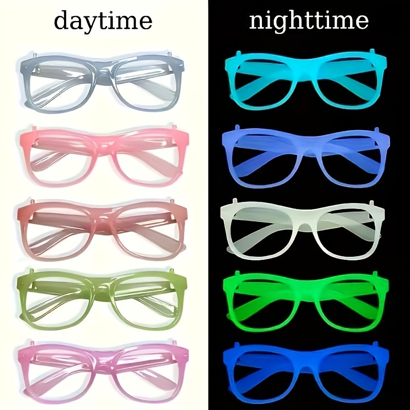 random 16  in dark party glasses neon green purple