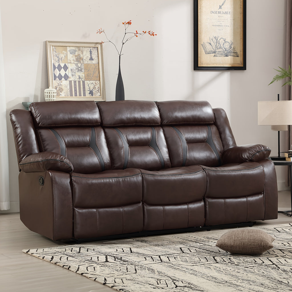 faux leather manual recliner set 3 seat sofa loveseat